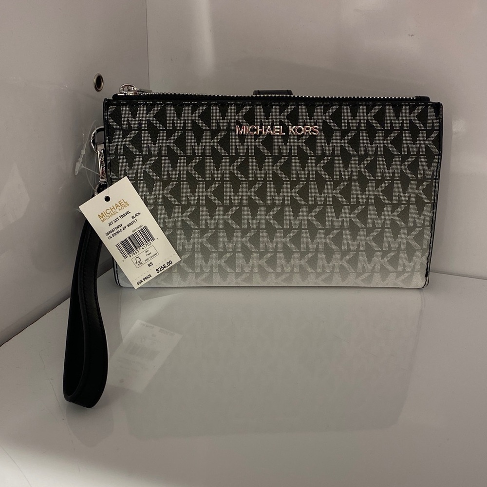 Michael Kors Black and Gray Wristlet
